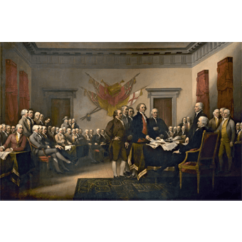 A painting Declaration of Independence - John Trumbull, 1818.
