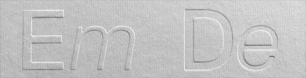Letters embossed and debossed