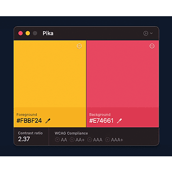 A screenshot of a desktop widget. It shows 2 colors with their contrast value displayed below them.