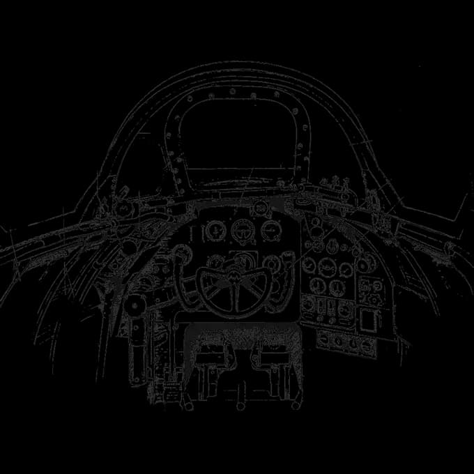 A sketch of a vintage cockpit