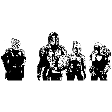 4 standing sci-fi warriors wearing armor