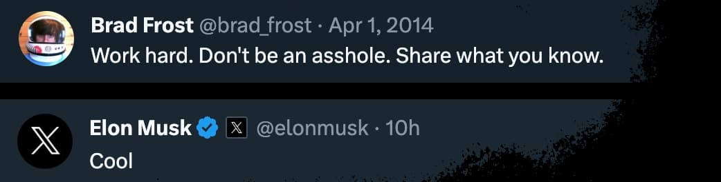 A tweet from Brad Frost and Elon Musk
